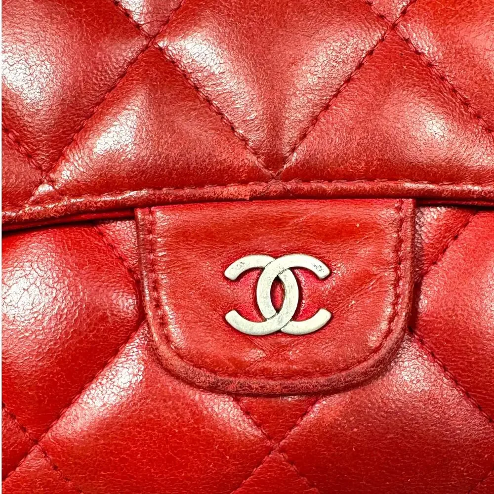 CHANEL red lambskin